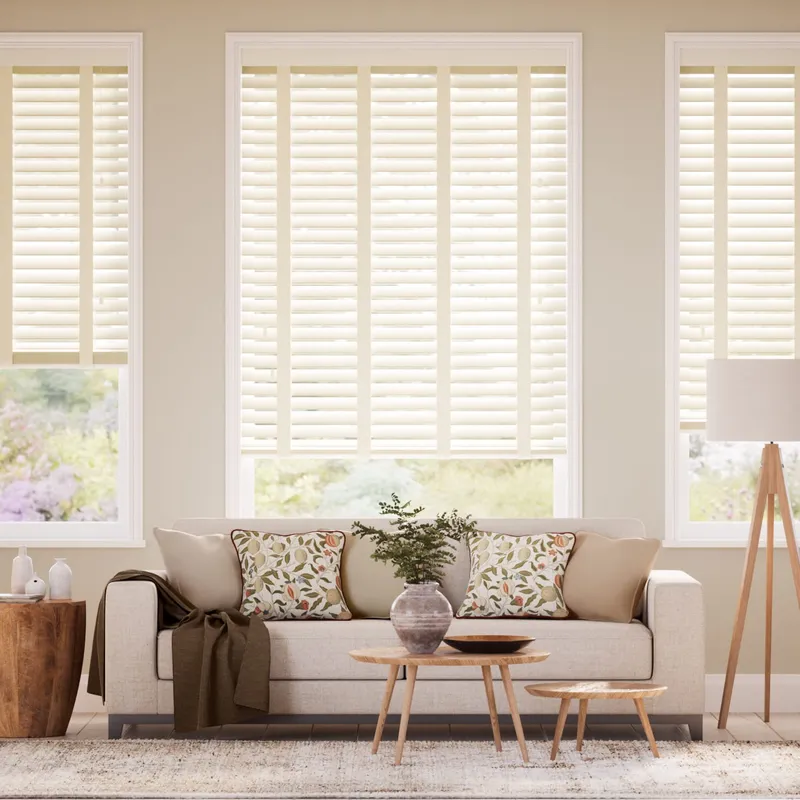Antique White & Oyster Wooden Blind - 64mm Slat