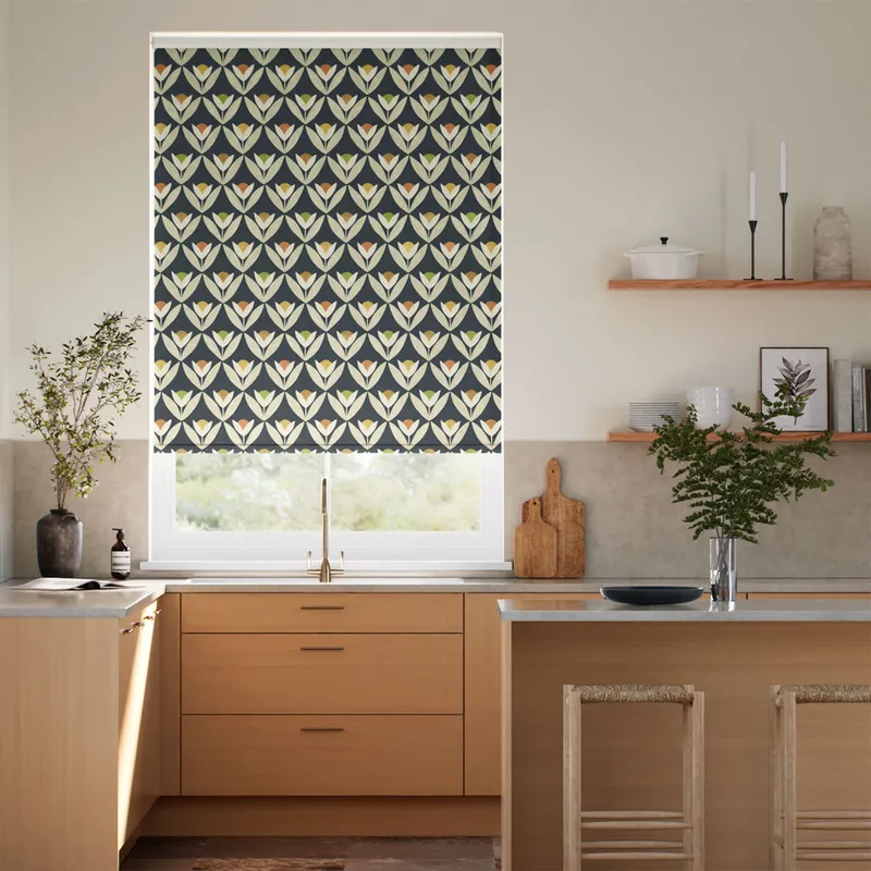 Tulip Trellis Charcoal Roller Blind