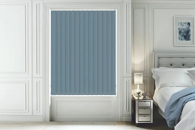 Hannah Mineral Blue - Moisture Resistant Blackout Vertical Blind