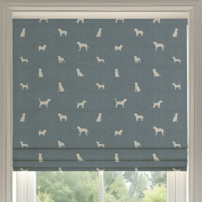 Ante Decor Woof Printed Cotton Made To Measure Roman Blind Blue