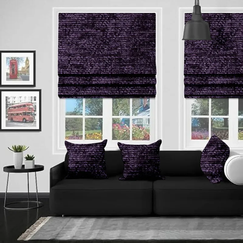 Eb Chenille Purple Roman Blind