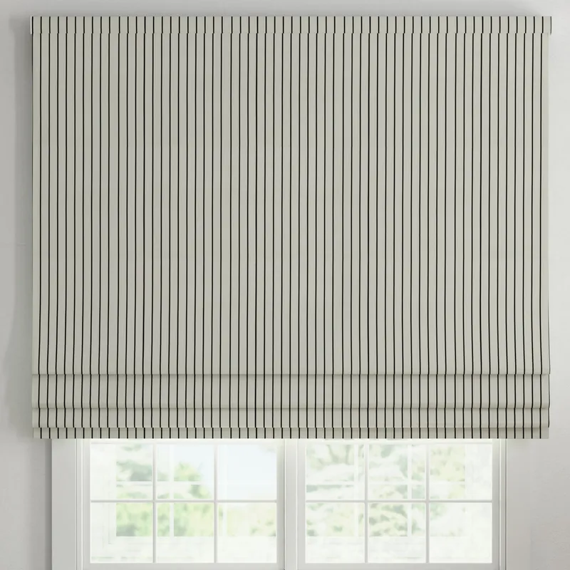 Ante Decor Burgess Printed Cotton Stripe Made To Measure Roman Blind White Black
