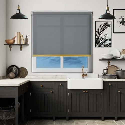 Origin Rock Grey Gold Bottom Bar Cordless Roller Blind