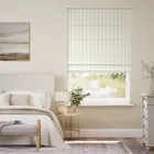 Tiger Stripe Dove Grey & Chalk Trimmed Roman Blind