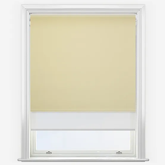 Double Roller Fusion Blackout Ivory & White Double Roller Blind