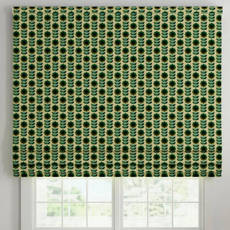 Ante Decor Palma Printed Cotton Made To Measure Roman Blind Emerald