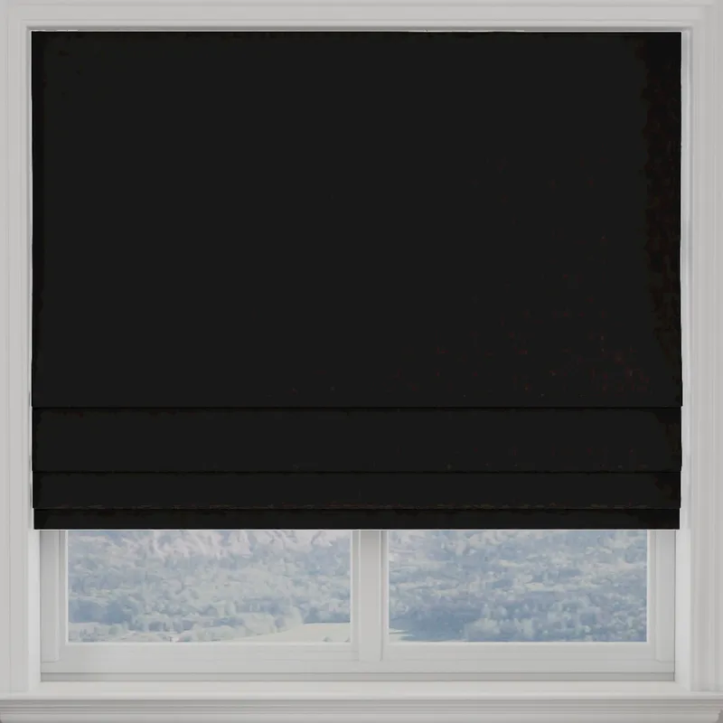 Turin Velvet Made To Measure Roman Blind Black