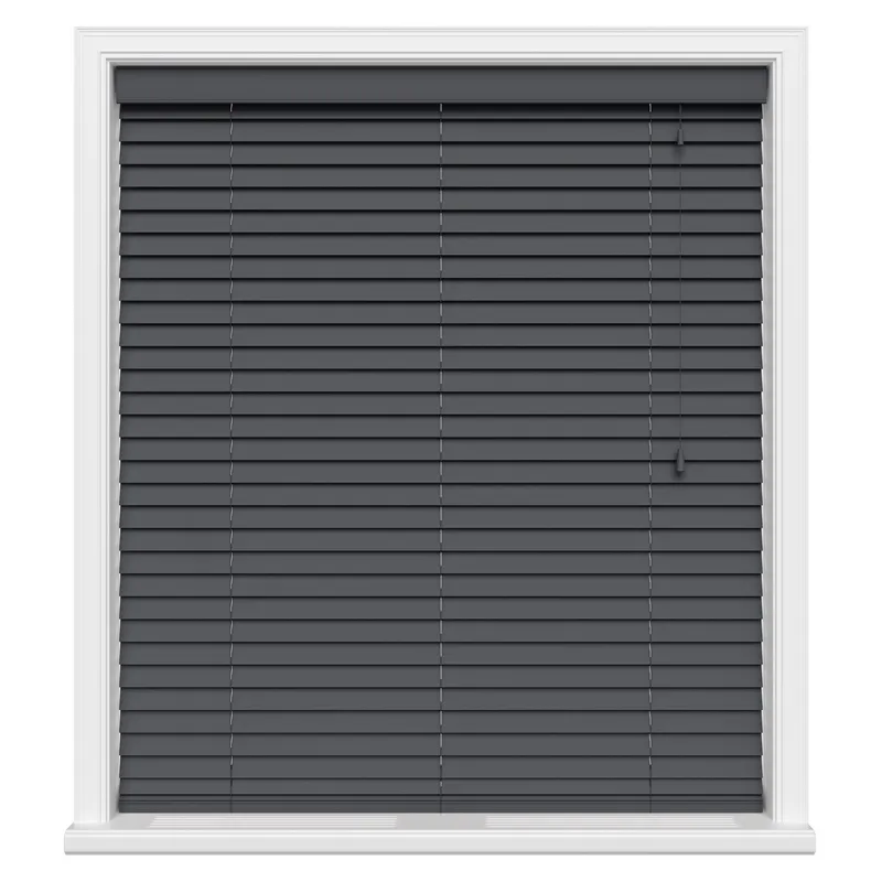 Anthracite Grey Real Wood Motorised Uk - Wooden Blinds