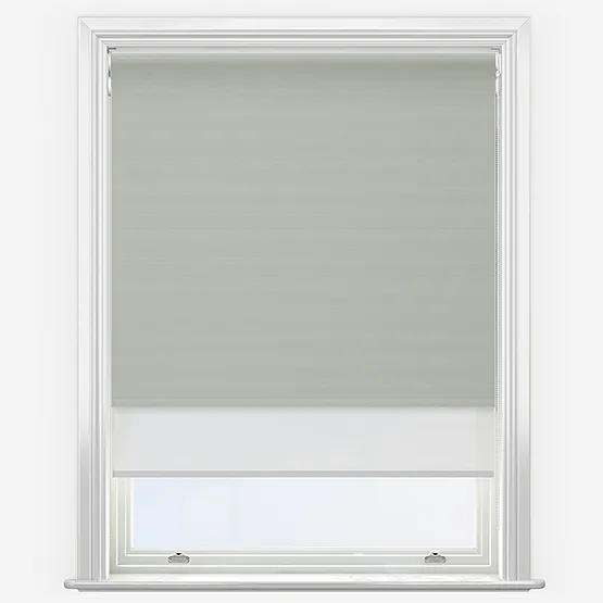 Double Roller Supreme Blackout Mist Grey & White Double Roller Blind