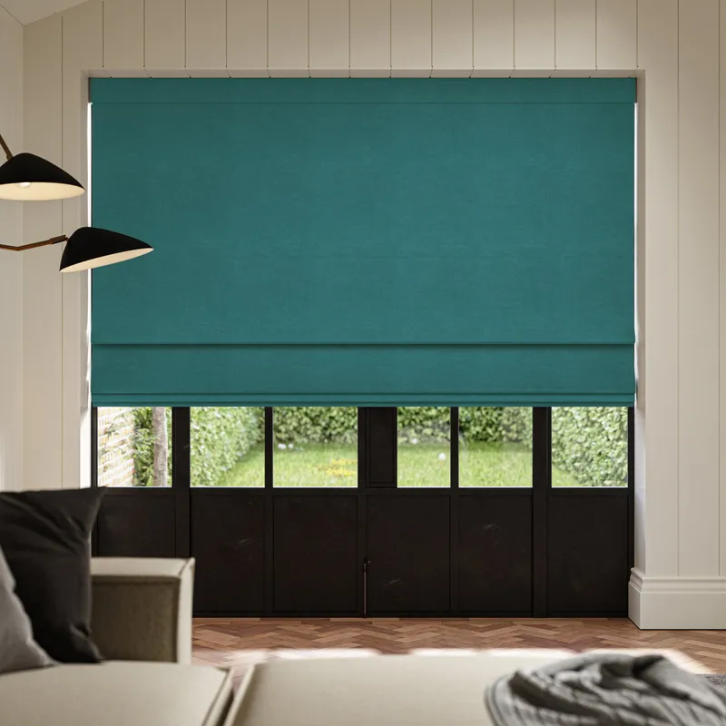 Ante Decor Fortress No Joins Dimout Made To Measure Roman Blind Peacock