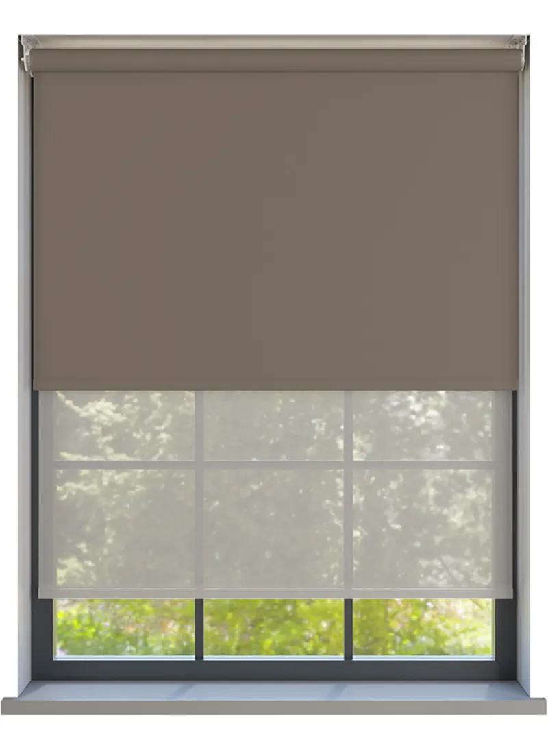 Amor Coffee With Haze Soft Grey Double Roller Blind