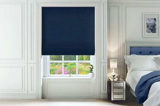 Valentina Blue - Velour Roman Blind