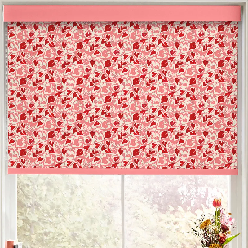 Cath Kidston Marble Hearts Ditsy Made To Measure Roller Blind Red