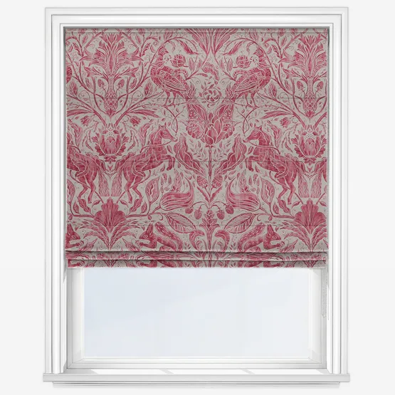 Forest Trail Raspberry Roman Blind