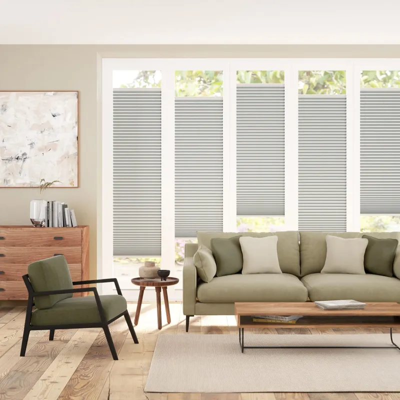 Bifold Adapt Duoluxe Misty Grey Pleated Blind