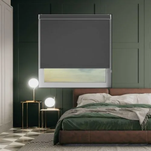 Bedtime Midnight Grey Pelmet Roller Blind