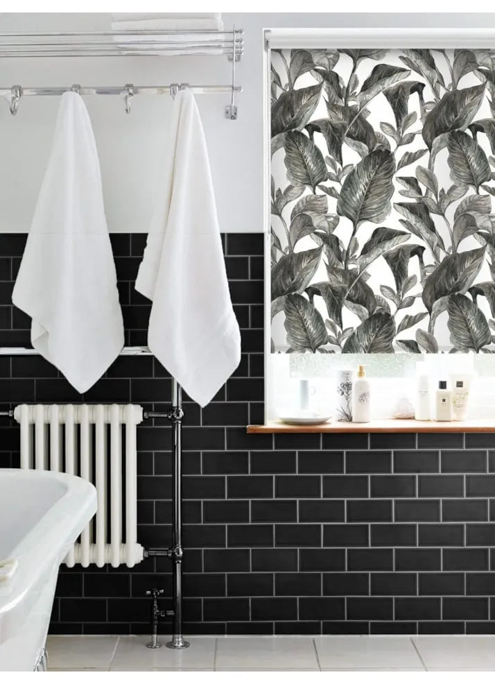 Jungle Leaves Smoke Grey Roller Blind