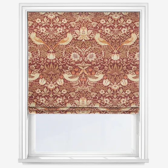William Morris At Home Strawberry Thief Madder Roman Blind