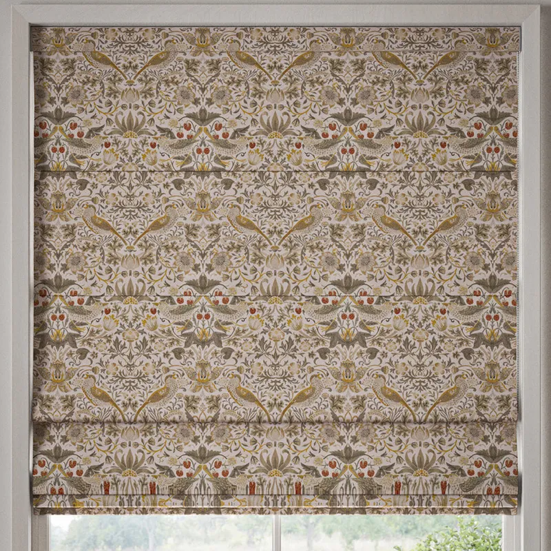 William Morris Strawberry Thief Made To Measure Roman Blind Ochre