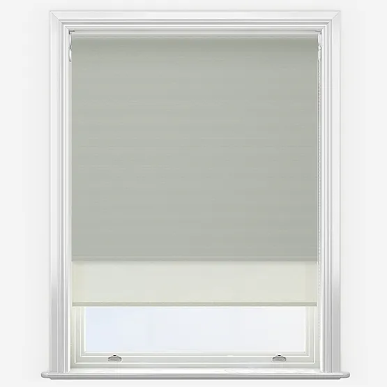 Double Roller Supreme Blackout Mist Grey & Cream Double Roller Blind