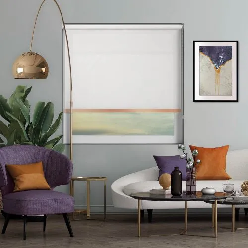 Origin White Copper Bottom Bar Roller Blind