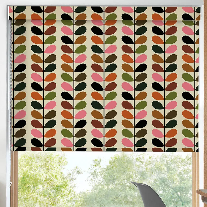 Orla Kiely Multi Stem Made To Measure Blackout Roller Blind Pink Red