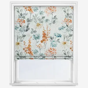 Wild Garden Cotton Coral Roman Blind