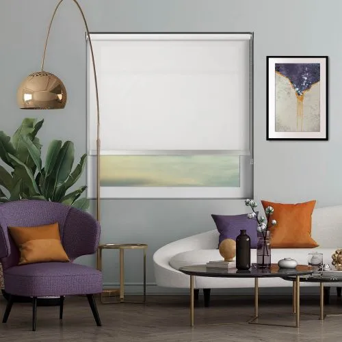 Origin White Chrome Bottom Bar Roller Blind