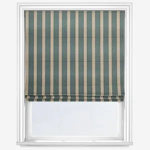 Emily Bond Parasol Stripe Fowey Blue Roman Blind