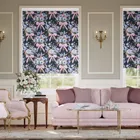 Bow Bouquet Faux Silk Navy Roller Blind