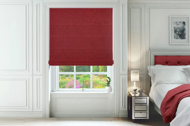 Collodi Red - Herringbone Woven Roman Blind
