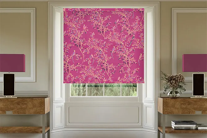 Sara Miller Birds Of Paradise Fuchsia - Designer Roller Blind