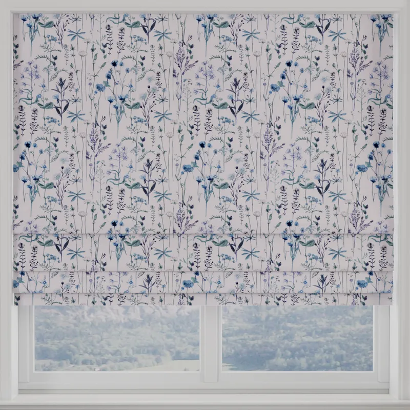 Wildflowers Made To Measure Roman Blind Indigo