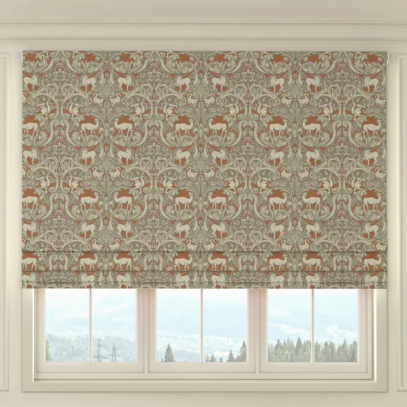 House Llewelyn-bowen Menagerie Artois Printed Made To Measure Roman Blind Scarlet