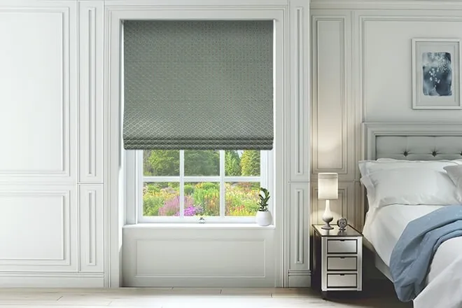 Augustus Duck Egg - Faux Silk & Chenille Pattern Roman Blind