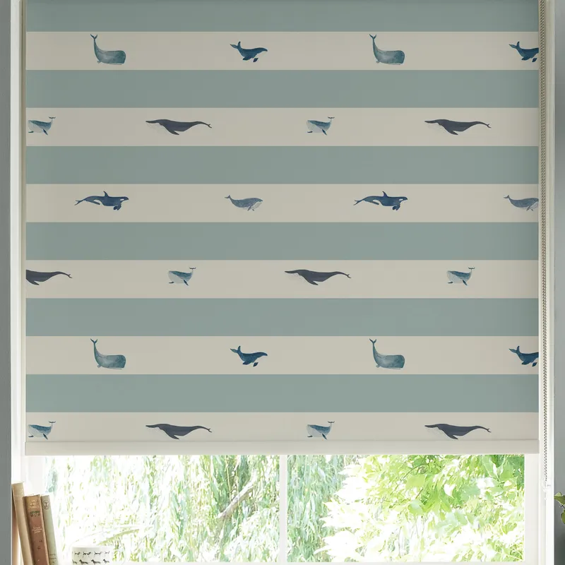 Sophie Allport Whale Stripe Made To Measure Roller Blind Deep Duck Egg