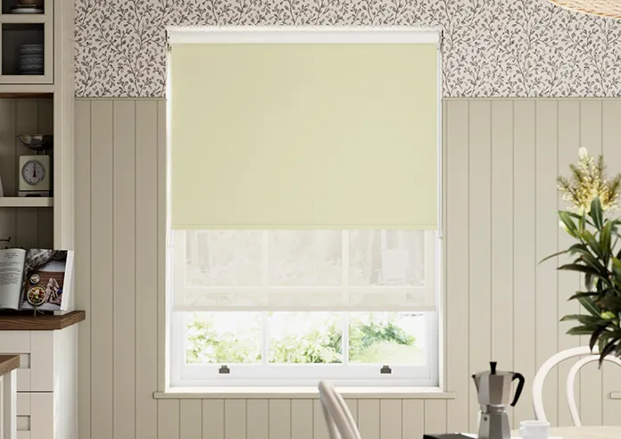 Rimini (Blackout) Sand & Optima Linen - Double Roller Blind