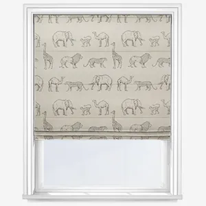 Prairie Animals Anthracite Roman Blind