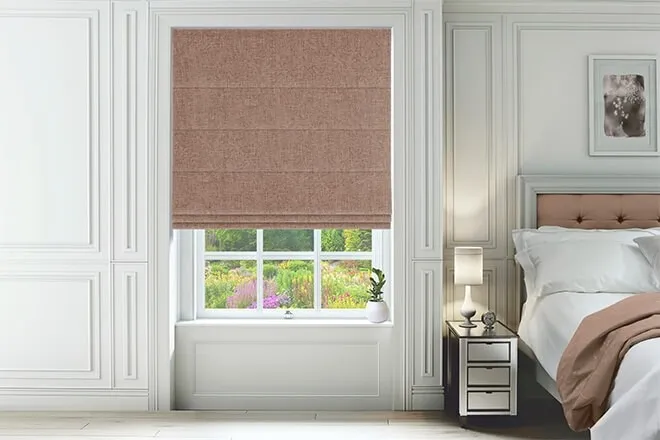 Hastings Peach - Designer Basketweave Roman Blind