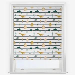 Sonova Studio Ocean Stripe Teal And Ochre Roller Blind