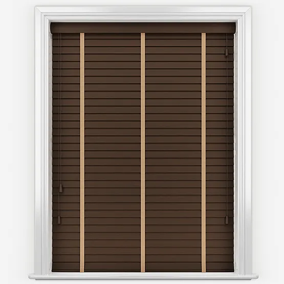 Bamboo Red Wood With Mocha Tapes Wooden Venetian Blinds