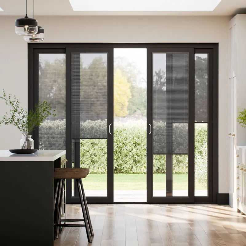 Stick On Graphite Grey Voile Sliding Door Blind