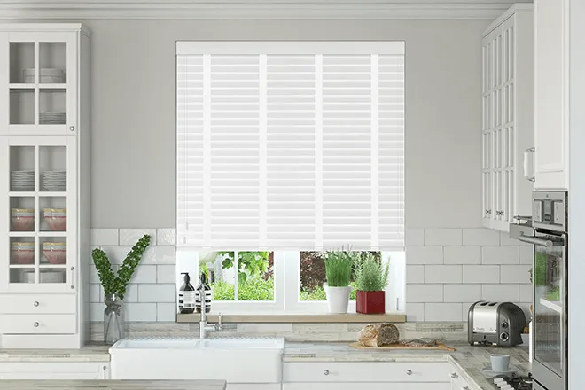 Charisma White Gloss - Faux Wooden Blind Cotton Tape