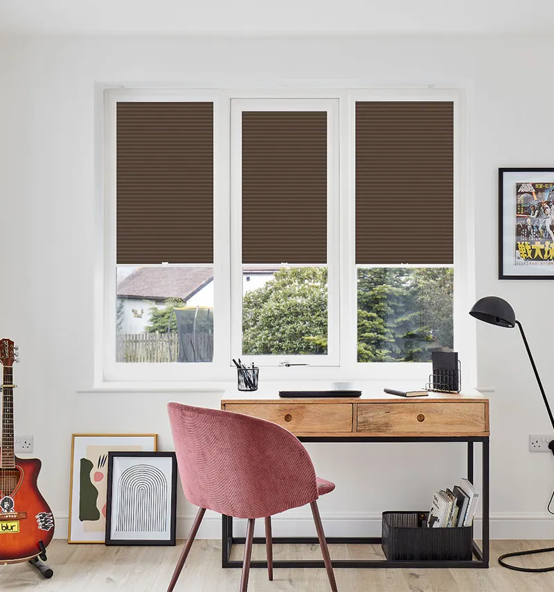 Luna Walnut 25mm Perfect Fit Pleated Blinds