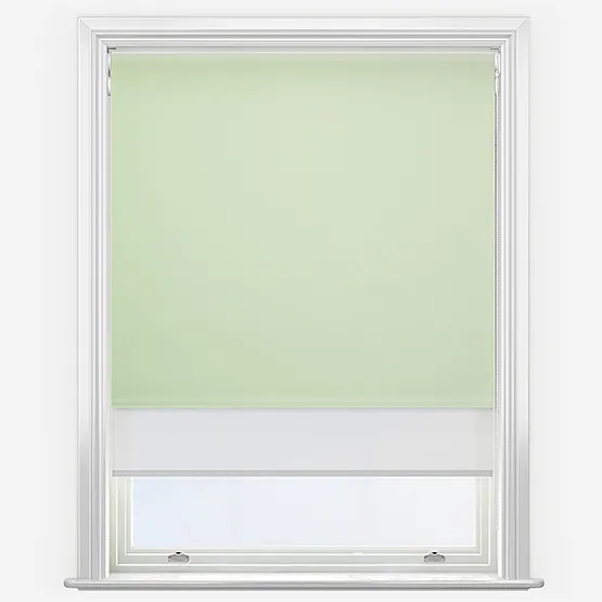 Double Roller Fusion Blackout Light Sage & White Double Roller Blind