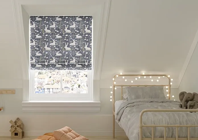 Bunny Meadows Moonlit Grey - Roman Blind