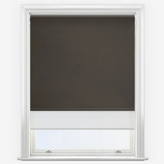 Double Roller Fusion Blackout Brown & White Double Roller Blind