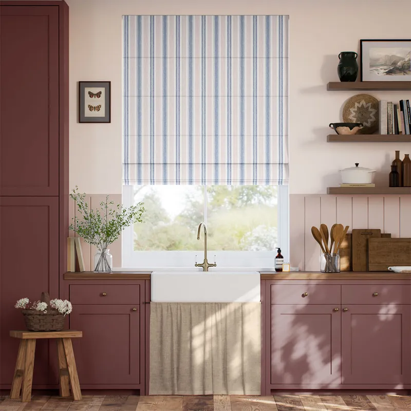 Regatta Stripe Blue & Red Roman Blind