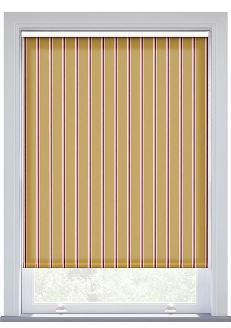Jl X Sanderson Arbre Stripe Ochre Raspberry Roller Blind