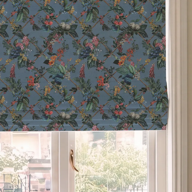 House Llewelyn-bowen Cotswold Fantasia Printed Made To Measure Roman Blind Cornflower Blue